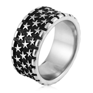 yunnique Men's <b>Titanium</b> Steel <b>Ring</b> Star Pattern Geometric Design Gift Jewelry - Product Image 1