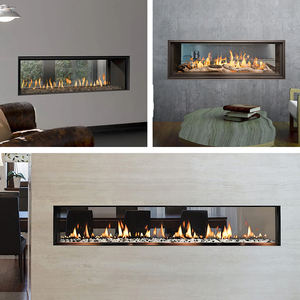 PANSEE Caminetto <span class=keywords><strong>a</strong></span> <span class=keywords><strong>Gas</strong></span> Moderno in Acciaio con Vetro su Due Lati e <span class=keywords><strong>Design</strong></span> <span class=keywords><strong>a</strong></span> Sifone, con Telecomando, per Villa e Appartamento, Fiamma Reale per Interni - Product Image 4