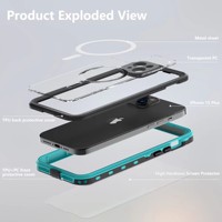 Étui de téléphone étanche pour Iphone 15 Plus étui de téléphone à anneau magnétique étui de téléphone de charge sans fil transparent