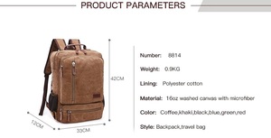 Guangzhou Supplier Fashion Mens College Bagpack Mochila Escolar <strong>Canvas</strong> <strong>Back</strong> <strong>Packs</strong> Khaki <strong>Canvas</strong> Backpack - Product Image 3