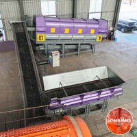 Ligne de tri des déchets solides municipaux (MSW) pour le recyclage, tamis rotatif à tambour pour déchets ménagers industriels et plastiques mixtes