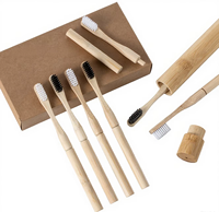 Brosse à dents en bambou biodégradable jetable pour adultes, logo personnalisé, écologique, charbon de bois, poils en nylon doux, hôtels