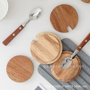 Round Beechwood Mug Lid Wide Mouth Solid Wood Dustproof <b>Teacup</b> Lid With Hole For Drinkware Accessories - Product Image 1