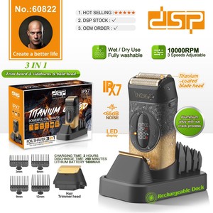 DSP 3 In 1 Foil <b>Shaver</b> IPX7 Waterproof Rechargeable <b>Men</b> Electric <b>Shaver</b> With LED Display And Trimmer <b>Head</b> - Product Image 1