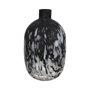 Vaso in vetro maculato rotondo decorativo per fiori, per tavolo, decorazione per la casa, accento moderno - Product Image 1