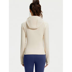 Chaqueta de punto para mujer, estilo informal, con capucha, cierre frontal con cremallera, manga larga, color negro, para otoño - Product Image 6