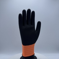 Sarung Tangan Kerja Pelindung Lapisan Nitril Sandy Nylon Spandex Oranye 13G dari Pabrik, dengan Cengkeraman Aman untuk Pekerjaan Sehari-hari