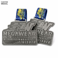 Médaille de finisseur de demi-marathon en métal personnalisée, relief 3D, récompense pour événement de course avec ruban imprimé