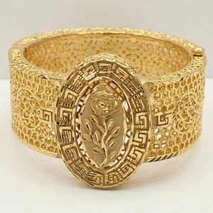 Brazalete Clásico con Patrón de Flores en Oro de 22K para Mujer, Joyería Fina para Uso Diario y Compromisos - Product Image 1