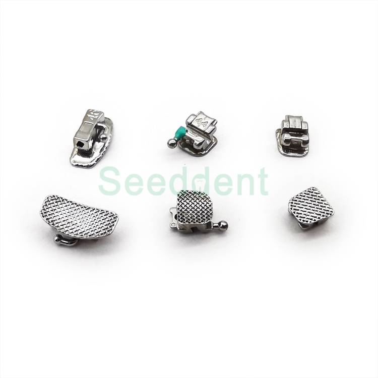 Orthodontic Bondable Mesh Base Metal SelfLigating Bracket with Buccal