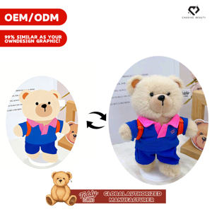 Orsacchiotto Teddy ISLAND con Autorizzazione Globale, Logo Personalizzato, Peluche con Collare Rosa e Maglietta Blu - Product Image 1