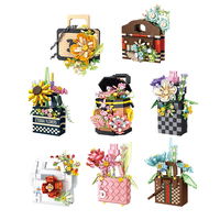 Ensembles de blocs de construction en forme de fleurs, plante en pot avec boîte cadeau, ensembles de briques MOC, ensembles DIY pour enfants, jouets éducatifs pour enfants P1073-1080