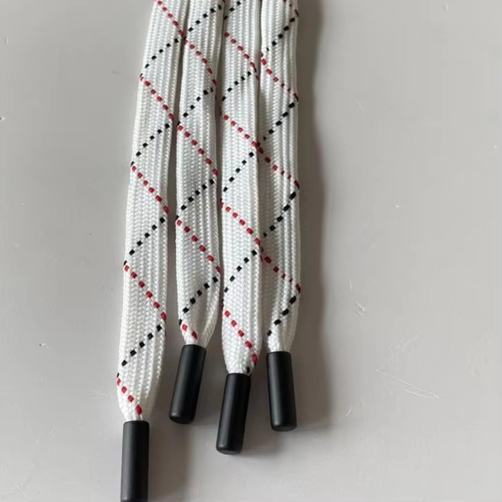 Wholesale Fashion Garment Polyester Woven Printed Hoodie String Flat Drawcords