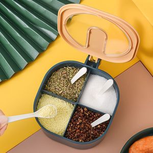 Multi Compartment Seasoning Box Set M Size Flip Top Airtight Divided <b>Storage</b> For Solid Condiments <b>Kitchen</b> Use - Product Image 3