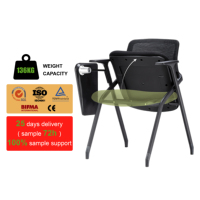 Chaise de bureau pliable empilable moderne en plastique avec assise en mousse haute densité, dossier creux et cadre de couleur personnalisable pour réunions d'affaires