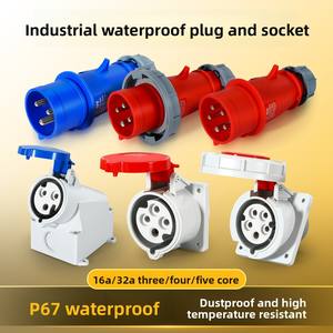 Conector Industrial Macho y <span class=keywords><strong>Hembra</strong></span> de 380V, <span class=keywords><strong>Enchufe</strong></span> Industrial de 220V, Conector Impermeable Trifásico de 3 Núcleos y 5 Orificios, 16/32A - Product Image 4