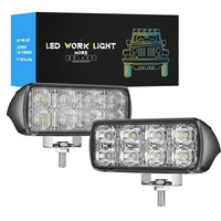 Mini phare de travail LED à une ligne, 8 LED, faisceau spot et large, DRL, lampe auxiliaire de conduite