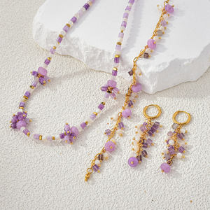 2025 nouveauté ensemble de bijoux en cristal naturel pour femmes mode Bracelet collier et boucles d'oreilles avec pierre breloque perles cadeau - Product Image 6