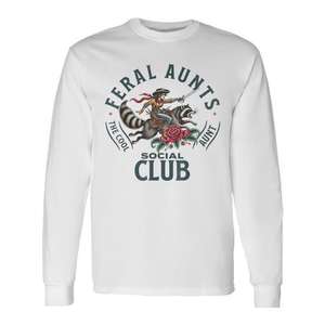 Camiseta de manga larga Feral Aunts Social Club, regalo genial para tía, diseño retro - Product Image 1