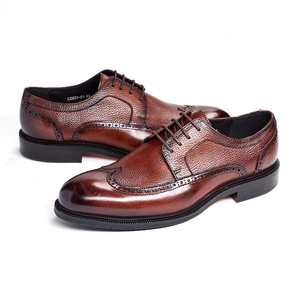 Zapatos Oxford Brogue con Punta de Alas Marrones Estilo Vintage para Hombre, Zapatos de Vestir Formales de Cuero Genuino con Cordones - Product Image 2