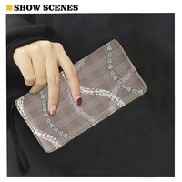 Toko-grosir-online Dompet Kartu Unisex Kulit PU Panjang Desain Hawaii Puakenikeni Dapat Disesuaikan dengan Ritsleting