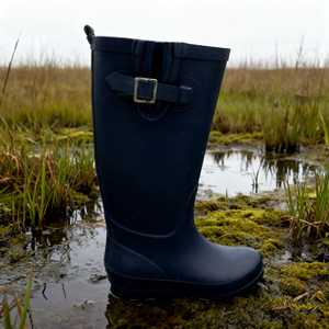 Bottes <span class=keywords><strong>de</strong></span> <span class=keywords><strong>pluie</strong></span> pour femmes à talon bas imprimé <span class=keywords><strong>bleu</strong></span> <span class=keywords><strong>marine</strong></span> <span class=keywords><strong>de</strong></span> haute qualité - Product Image 2