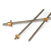 Tornillo trapezoidal T10 T12 de 10 mm y 12 mm con tuerca de cobre, tornillo de movimiento de acero inoxidable para máquina de grabado DIY