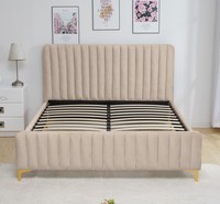 Lit de luxe moderne et confortable avec grand rangement, cadre en bois, taille Queen ou King