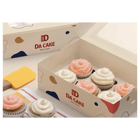 Support Logo Impression Pliable Gâteau Cupcake Biscuit Kraft Papier Boîte Alimentaire Douce Donut Dessert Pâtisserie Boîte