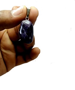 Pendentif ovale irrégulier améthyste naturelle Reiki avec cristal blanc brut pour l'équilibre énergétique, la guérison et la méditation - Product Image 2