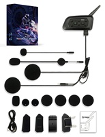 Headset Helm V6 Plus 6 Pengguna, Sistem Bicara Antar Pengendara, Walkie-Talkie Helm Motor, Headset Nirkabel untuk Bersepeda