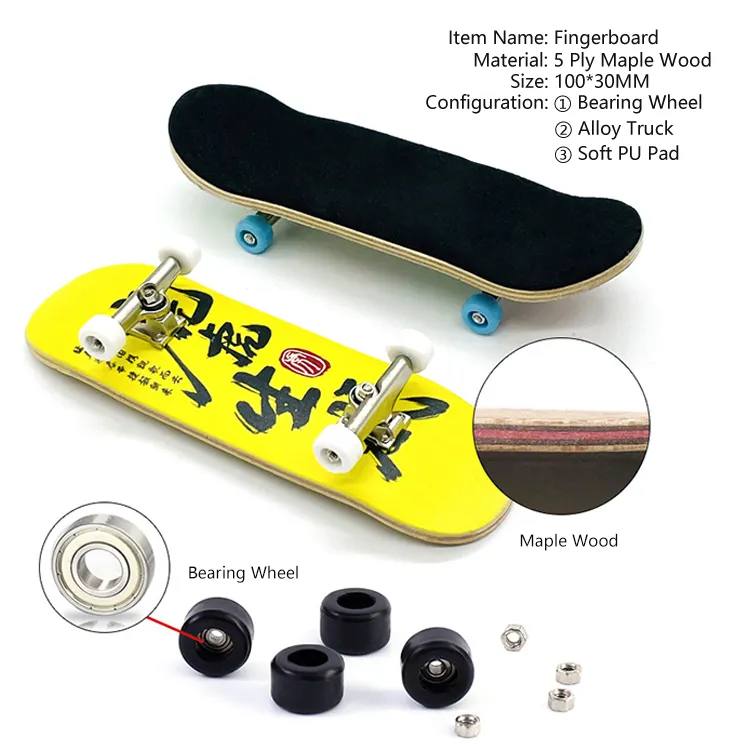 100*30mm Tech Custom 5 strati in legno di acero Deck Finger Skateboard Fingerboard