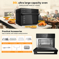Four à toaster électrique multifonctionnel, capacité XL de 30 L, 18 modes de cuisson, chauffage uniforme, parfait pour une utilisation familiale, four électronique