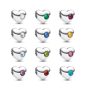 Abalorio de Corazón con Piedra de Nacimiento <span class=keywords><strong>Pandora</strong></span> en Plata de Ley S925, Regalo de Joyería Fina para Cumpleaños - Product Image 1