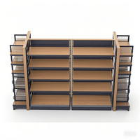 Conception populaire de présentoirs d'épicerie double face en bois personnalisés pour les supermarchés