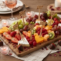 Valentijnsdag bamboe fruitvorkjes schattige hartjes roos cocktailprikkers voor feest bruiloft wegwerp voedselprikkers FDA LFGB
