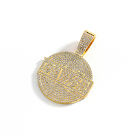 Hiphop Iced Out Big Round Zinc Alloy Custom Rhinestone Pendant avec chaîne Fashion Pendentifs & Charms