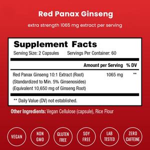 Nouveauté : Capsules de ginseng rouge Panax pour l'énergie, la concentration et les performances chez les adultes - Complément de ginseng rouge Panax - Product Image 3