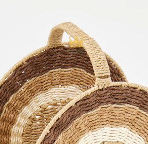 Panier de rangement demi-lune en corde de papier tressée Seagrass Rainbow à prix abordable, organisateur de livres et jouets pour armoire de chambre d'enfant - Product Image 2