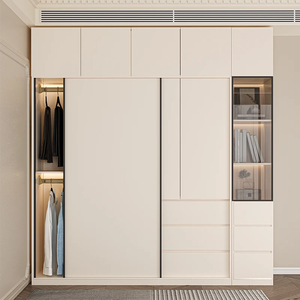 Meubles de chambre contemporains sur mesure pour toute la maison, avec rangement intelligent, dressing intégré en bois d'ingénierie blanc pur - Product Image 1
