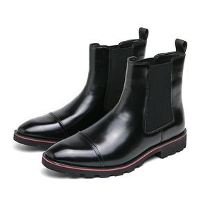 Bottines Chelsea pour homme, tendance rétro, chaussures décontractées à enfiler avec doublure en cuir véritable, saison printemps - Product Image 4