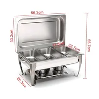 Plat de service rectangulaire pliable 9L en acier inoxydable, design occidental, écologique, pour buffet, chauffe-plat et réchaud de buffet