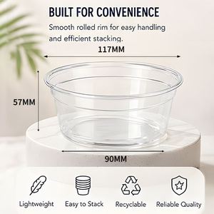 Tazón Desechable de PET para Ensalada de 12 oz, Tazón para Helado, Tazón para Pizza de Frutas y Verduras, Resistente a Bajas Temperaturas y Engrosado - Product Image 4