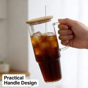 Mug de voyage en verre de 40 oz avec poignée, parfait pour les boissons lors de vos voyages en famille - Product Image 1