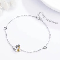 Bracelet à maillons en argent sterling S925 de style français, simple et élégant, pour tous les jours, avec motif petite fille qui embrasse un chien, bijoux fins pour femmes