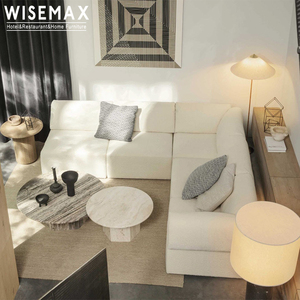 WISEMAX MUEBLES muebles modernos para el hogar sala de estar sofás tela lino <span class=keywords><strong>blanco</strong></span> combinación esquina L sofás modulares conjunto para 7 plazas - Product Image 2