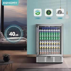 Refrigerador de Bebidas EUHOMY de 24 Pulgadas, Bajo Mostrador, Puerta de Vidrio, Nevera para Cerveza con Capacidad para 180 Latas, Enfriador de Acero Inoxidable - Product Image 6