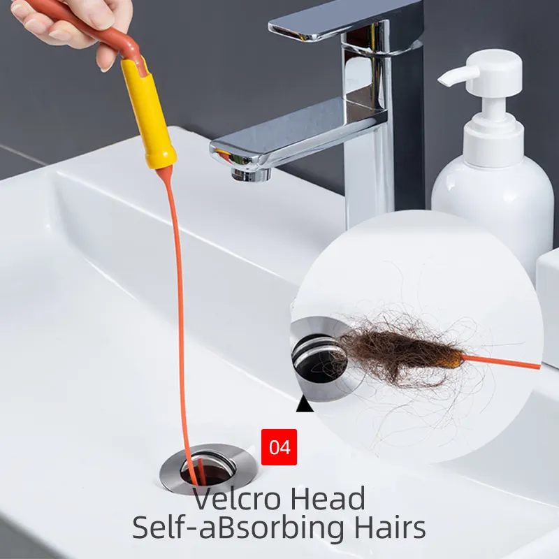 Nueva herramienta Slim Drain Spinner Drain Hair Clog Remover con mango giratorio con baño