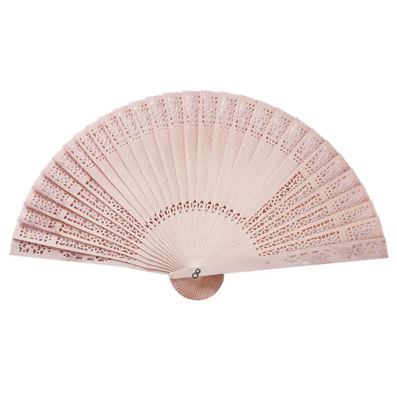 Custom Logo Beste Cadeau Chinese Gesneden Opvouwbare Geur Hout Hand Fan Hotel Bruiloft Fan