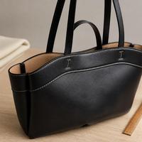 Sac fourre-tout en cuir PU pour femme avec logo personnalisé, design à surpiqûres contrastées, grande capacité, sac à main de bureau pour femme, plusieurs couleurs